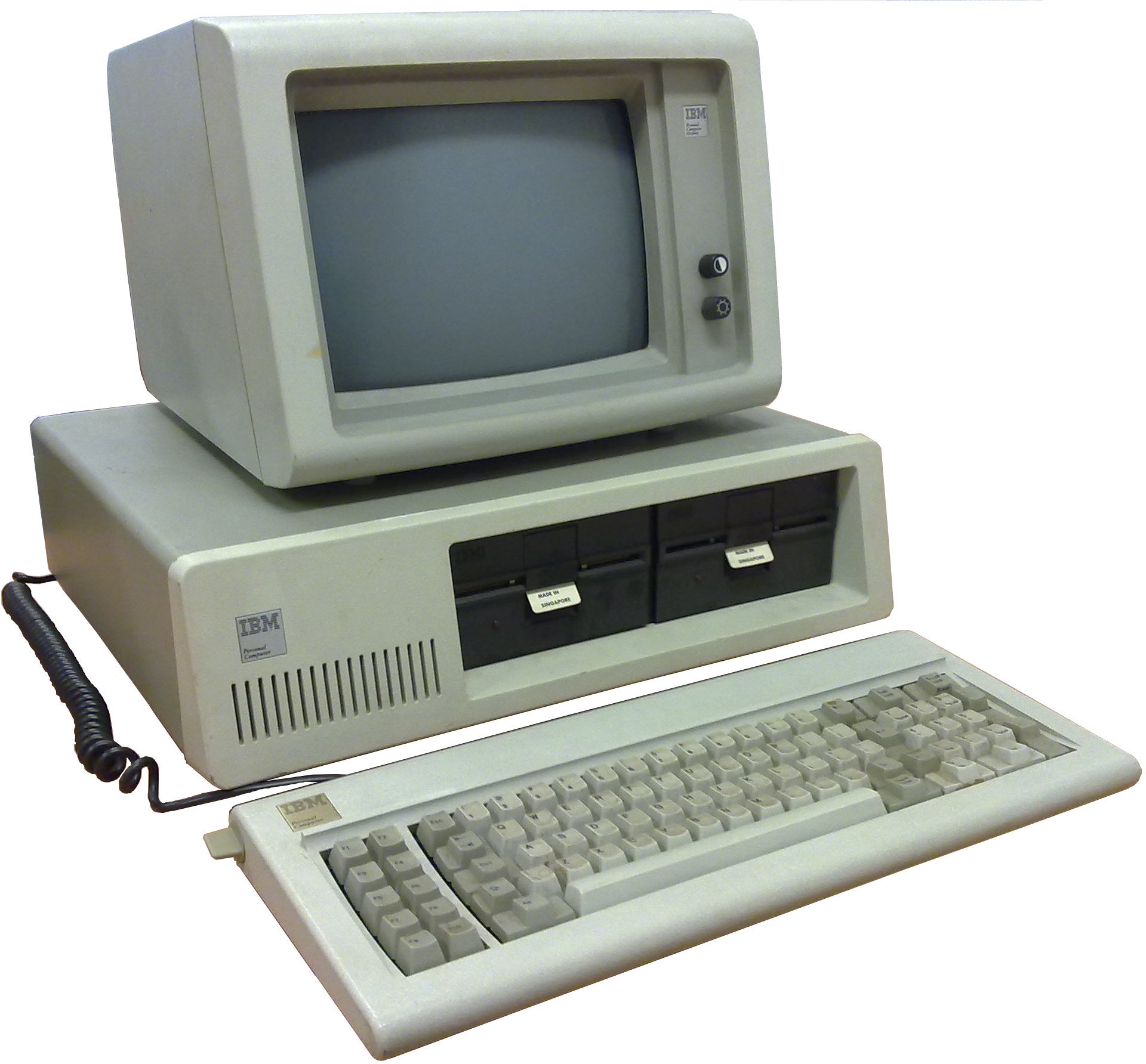 IBM 5150 personal computer with monitor and keyboard